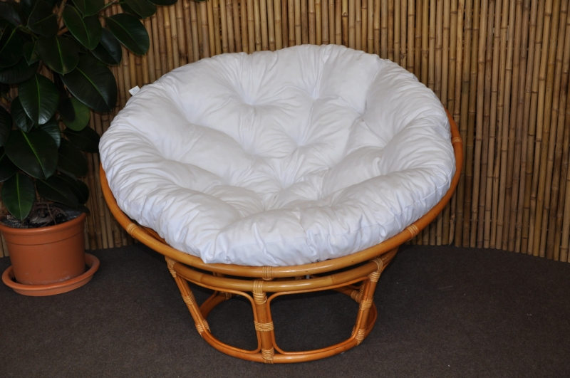 Ratanový papasan 110 cm LH bílý polstr