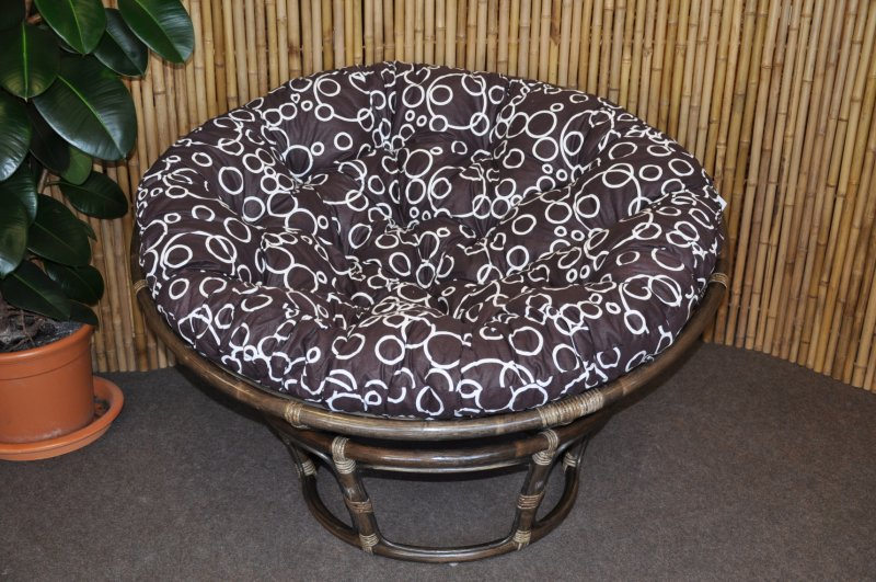 Ratanový papasan 110 cm hnědý polstr bubliny